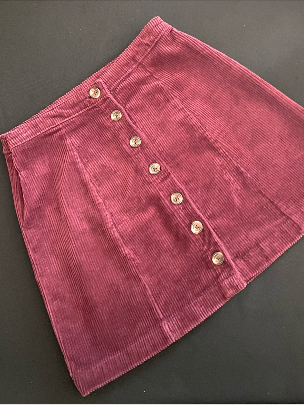 Forever 21 Corduroy A-Line Button-Front Skirt in Berry Pink